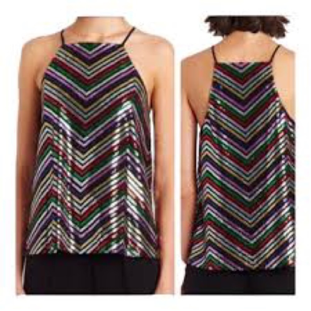 Amanda Uprichard Mako Sequin Halter | Sparkly Chevron Top – Brand New - … - Picture 4 of 8